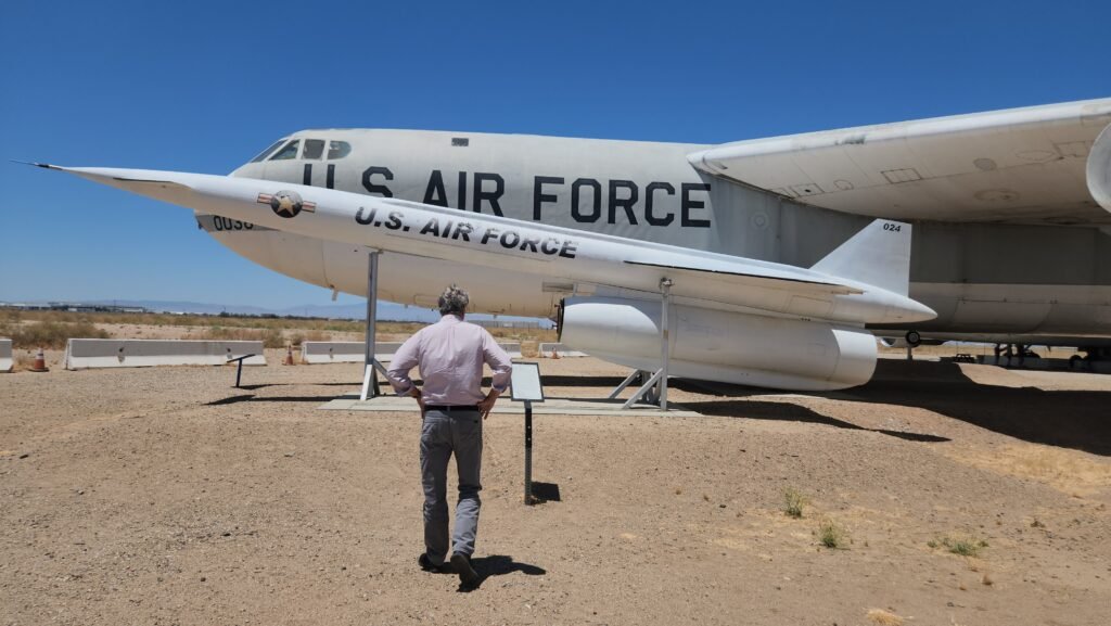 Admiring the B-52 at the Joe Davies Memorial Air Park in Mojave, CA.